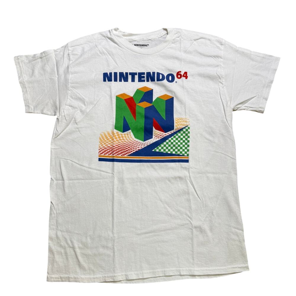 NINTENDO 64 N64 SHIRT TEE L LARGE TSHIRT WHITE CLASSIC VIDEO GAMES VINTAGE